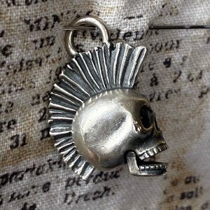 Sterling Silver Skull Pendant with Mohawk & Movable Jaw